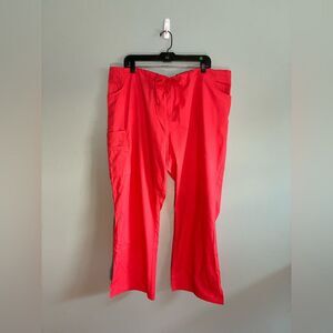 Dickies EDS Women's 6-Pocket Classic Fit Pull-On Scrub Pants Coral 2XL Petite